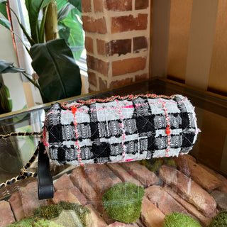 CHANEL Written In Chain Tweed Bowling Bag