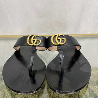 GUCCI GG Marmont Black Thong Sandals Women's SZ 40