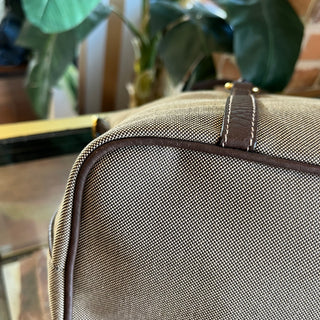 PRADA Logo Jacquard Brown Canvas Tote