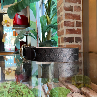 GUCCI Brown Guccissima Leather Interlocking G Buckle Belt SZ75/30(2US)