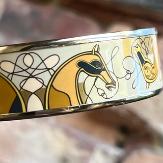 HERMES Silver Rim Coup De Fouet Enamel Bangle