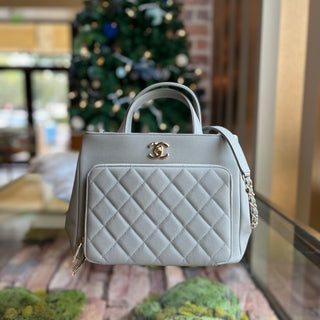 CHANEL Business Affinity Small Gray Caviar Tote Bag