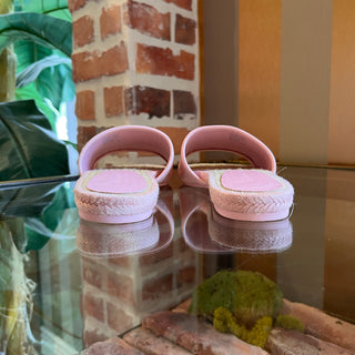 TORY BURCH Pink T Monogram Espadrille Slides SZ 6.5