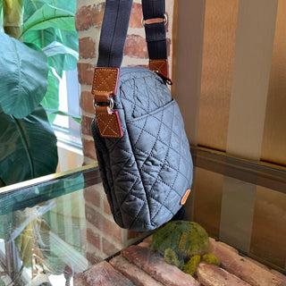 MZ WALLACE Metro Gray Quilted Nylon Crossbody
