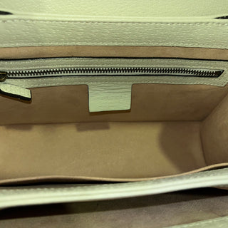 GUCCI Ophidia Bee White Leather Top Handle Bag