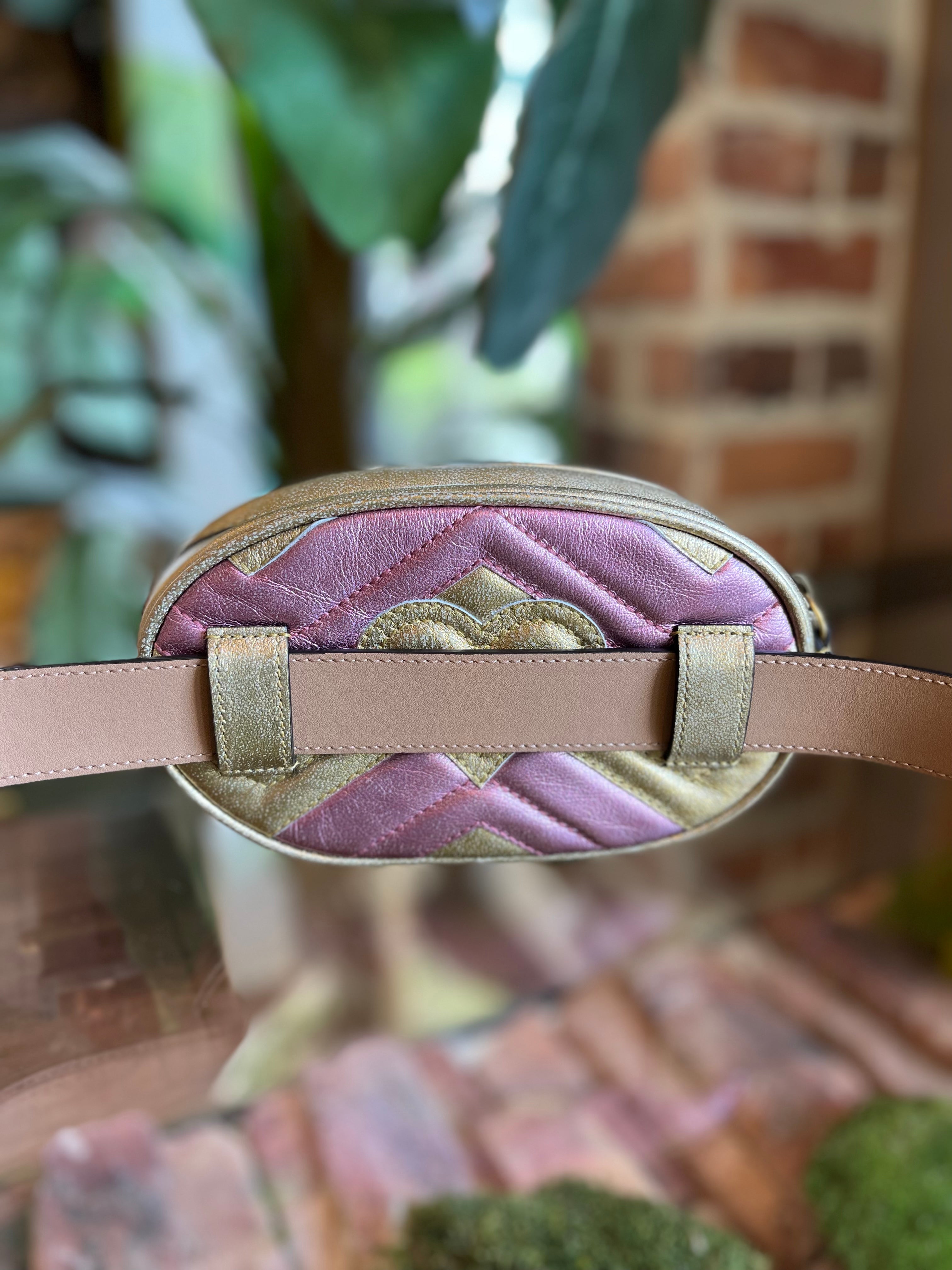 Gucci GG Marmont Belt Bag Matelasse Dusty Pink in Calfskin with Antique  Gold - US