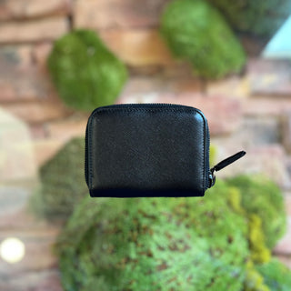 PRADA Black Saffiano Leather Mini Zip Wallet