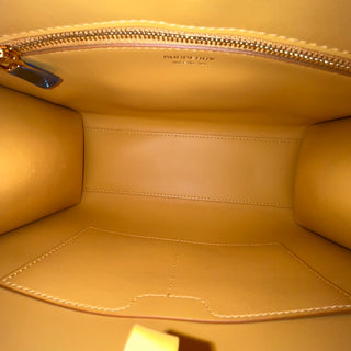 BURBERRY Frances Mini Yellow Lizard Embossed Leather Tote Bag