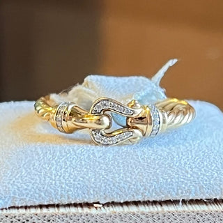 DAVID YURMAN Petite Buckle 18K Yellow Gold with Diamonds Ring