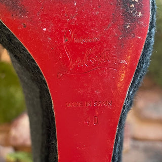 LOUBOUTIN Deroba Gray Flannel Peep Toe Espadrilles Booties SZ 40 (US 10)