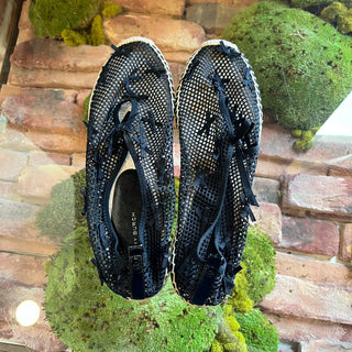 TORY BURCH Black Mesh Mini Bow Flats SZ11