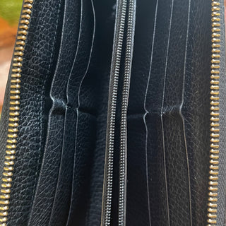 GUCCI Black Leather Guccissima Zip Around Wallet