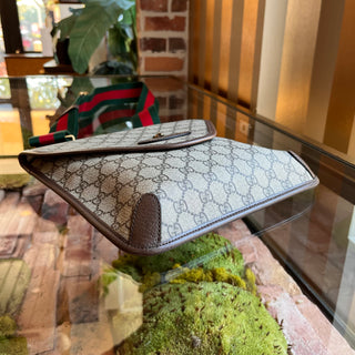 GUCCI Neo Vintage Flap Messenger  Beige GG Supreme Monogram Web Crossbody Bag