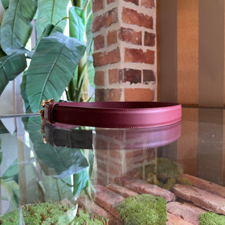 DOLCE & GABBANA Amore Pearl Logo Maroon Leather Belt