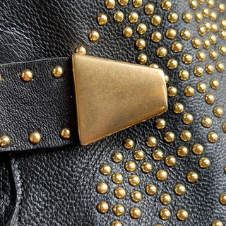 CHLOÉ Studded Gold/Black Leather Booties SZ 38.5 (US 8.5)