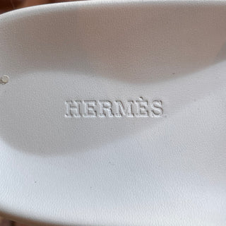 HERMES Biarritz White Leather Slides SZ 39 (US 9)