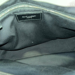 SAINT LAURENT Loulou Large Gray Matelasse Chevron Leather Shoulder Bag