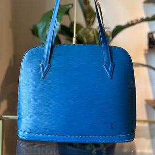 LOUIS VUITTON Lussac Shoulder Bag in Toledo Blue Epi Leather