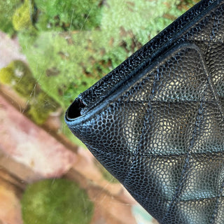 CHANEL Classic Flap Black Quilted Caviar Leather Wallet