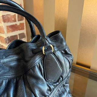 PRADA Black Gaufre Cervo Drawstring Tote