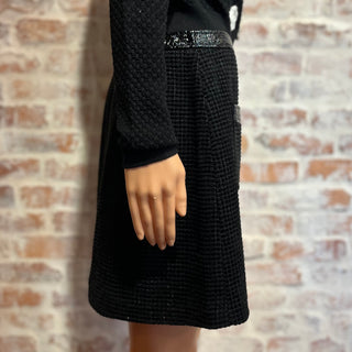 MAJE Jinili Black Tweed Button Front Skirt SZ40(L)