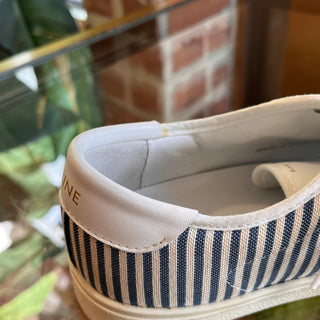 CELINE Blue White Stripe Canvas Sneakers SZ38(8US)