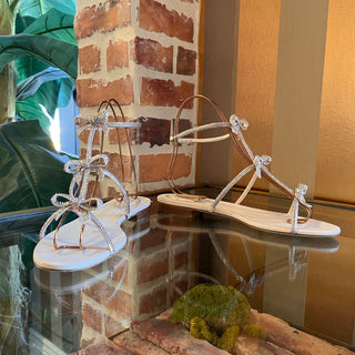 RENE CAOVILLA Light Pink Leather Crystal Sandals SZ 39 (US 9)