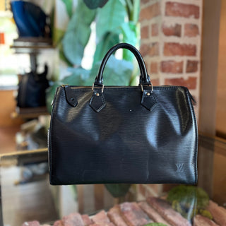LOUIS VUITTON Speedy 30 Black Epi Leather Satchel Bag