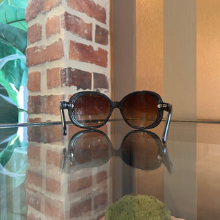 CHANEL 5138 Orange Logo Brown Acetate Round Sunglasses