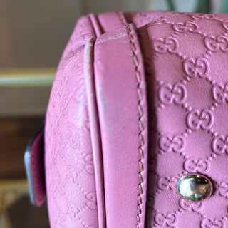GUCCI Joy Boston Purple Guccissima Embossed Leather Satchel Bag