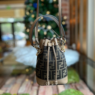 FENDI Mon Tresor Mini FF Canvas Bucket Bag