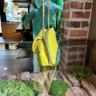 CHANEL New Mini Flap Yellow Quilted Lambskin Leather Shoulder Bag
