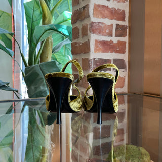 SAINT LAURENT Blade 90 Senape Velvet Slingback Heels SZ38(8US)