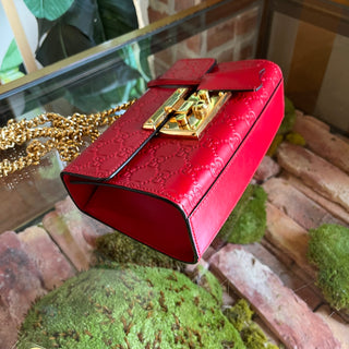 GUCCI Padlock Medium Red Guccissima Leather Shoulder Bag