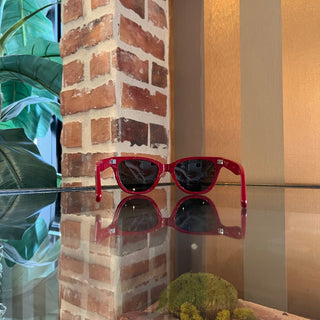 SAINT LAURENT SL51 003 Red Acetate Square Sunglasses