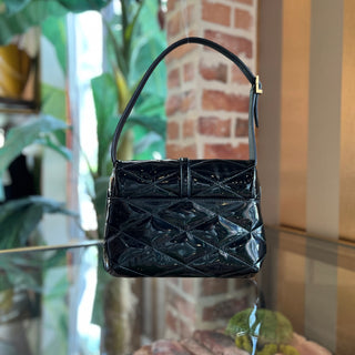 SAINT LAURENT Le 57 Black Patent Quilted Diamond Shoulder Bag