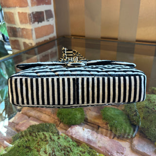 CHANEL Velvet Quilted Striped Medium Single Flap