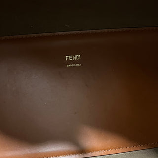 FENDI Sunshine Shopper Medium Brown Smooth Calfskin Embossed Leather Tote