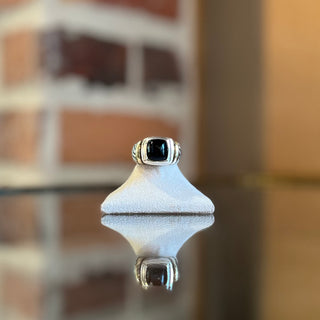 DAVID YURMAN Onyx Noblesse Sterling Silver Ring SZ 7