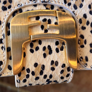 FENDI Leopard Print On Python Flap Shoulder Bag