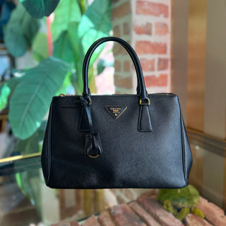 PRADA Galleria Small Black Saffiano Leather Tote Bag