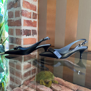 PRADA Black Leather Slingback Heels SZ 35.5 (US 5.5)