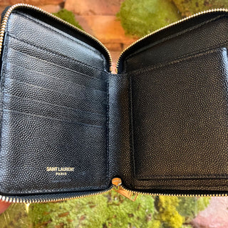 SAINT LAURENT Cassandre Matelassé Black Grain De Poudre Leather Wallet