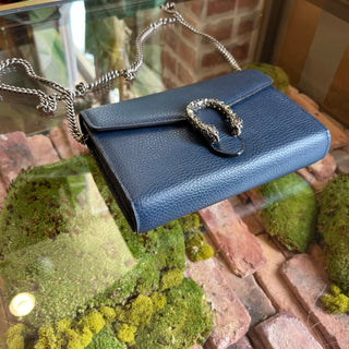 GUCCI Navy Blue Leather Dionysus Wallet On Chain