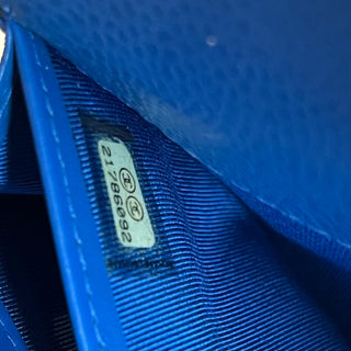 CHANEL Large Gusset Flap Blue Caviar Quilted Wallet