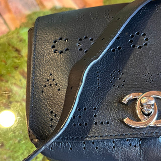CHANEL CC Logo Eyelet Black Calfskin Belt Bag