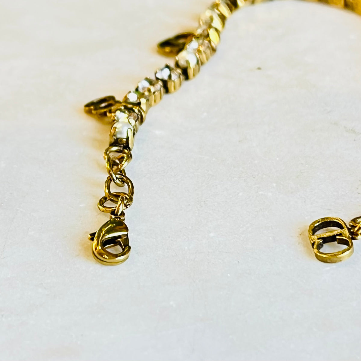 CHRISTIAN DIOR Gold-Tone Crystal Charm Bracelet