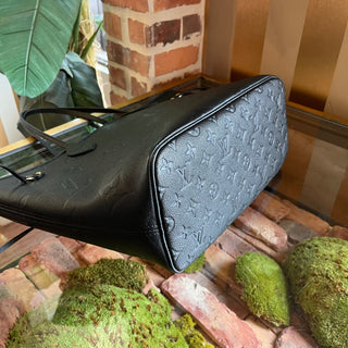 LOUIS VUITTON Neverfull MM Black Empriente Leather Tote Bag