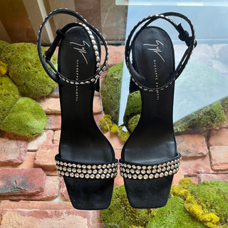 GIUSEPPE ZANOTTI Black Suede Stud Sandals SZ 40 (US 10)