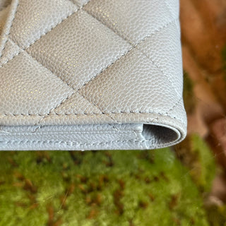 CHANEL Classic Gray Caviar Leather Long Wallet
